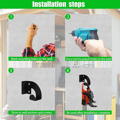 Chainsaw Hanger, Heavy Duty Chainsaw Wall Mount Holder, Organizer Mounted - Image 6