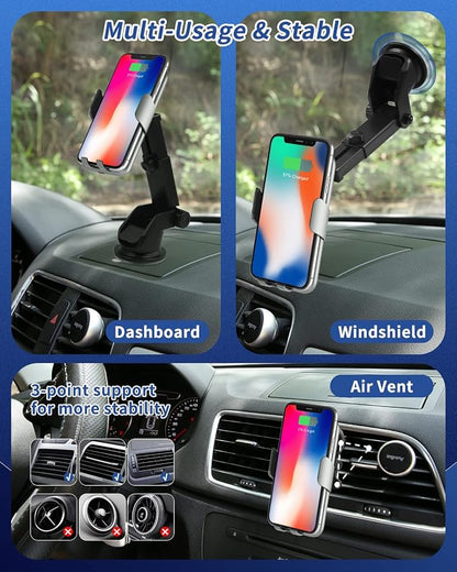 15W Car Mount Charger Qi Fast Wireless Charging Phone Mount, Windshield - Image 7