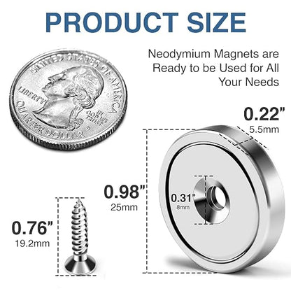 MIKEDE 10 Pack Strong Neodymium Cup Magnets, 70Lbs+ Holding Force Heavy Duty - Image 2