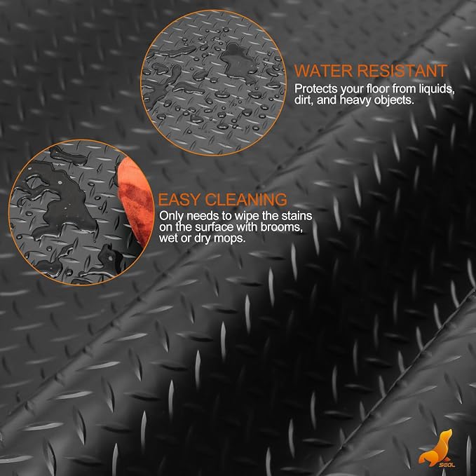 SEAL 4 x 10 Ft Premium Garage Floor Mat, Solid 2.8mm Thickened Black Commercial - Image 4