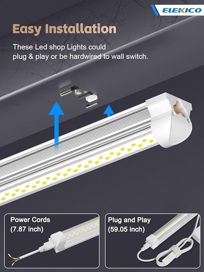 12 Pack Super Bright 100w 8ft Led Shop Light, 15000lm 5000k V Shape 8' Led Shop - Image 4