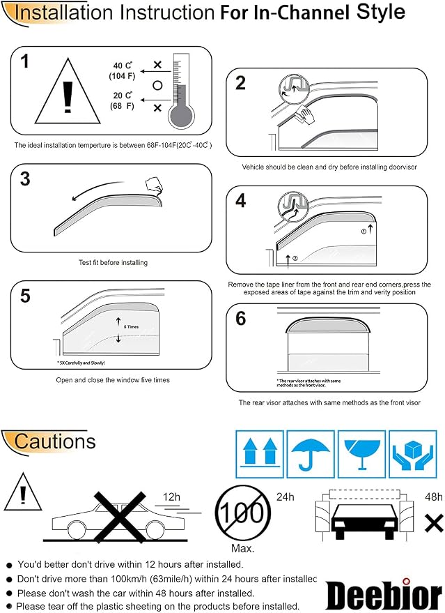 194249 Side Window Wind Deflector, Dark Smoke Window Visor Compatible - Image 6