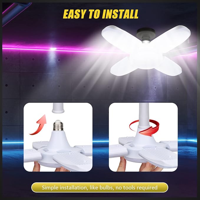 LED Garage Lights 4 Pack, 80W LED Shop Light - Image 4