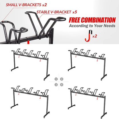 5 Bikes Floor Stand, Adjustable Bicycle Parking Rack - Image 2