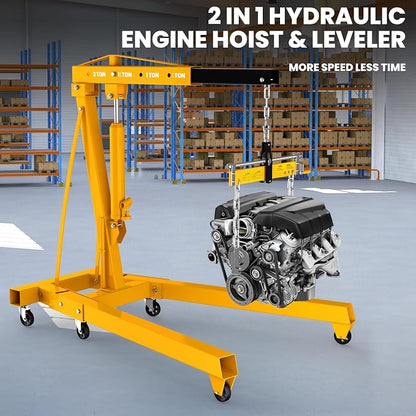2 Ton Engine Hoist with Leveler 4409 LBS Folding Cherry Picker Engine Hoist - Image 7