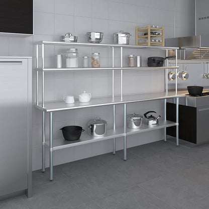 Amgood Stainless Steel Work Table Double Tier Overshelf | Metal Kitchen Prep - Image 9