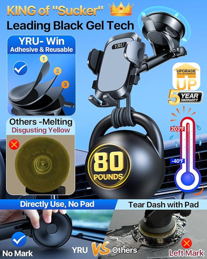 YRU Car Phone Holder Mount, Dashboard Cell Phone Holder - Image 3