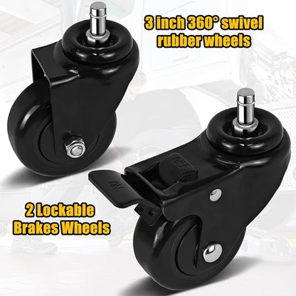 Rolling Shop Stool with Wheels, Heavy Duty Garage Work Mechanic Stool with - Image 8