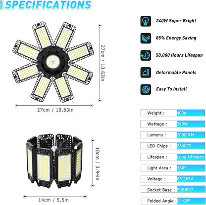 Garage Light 2 Pack - 240W 24000LM 6500K Garage Lights Ceiling LED - Image 4