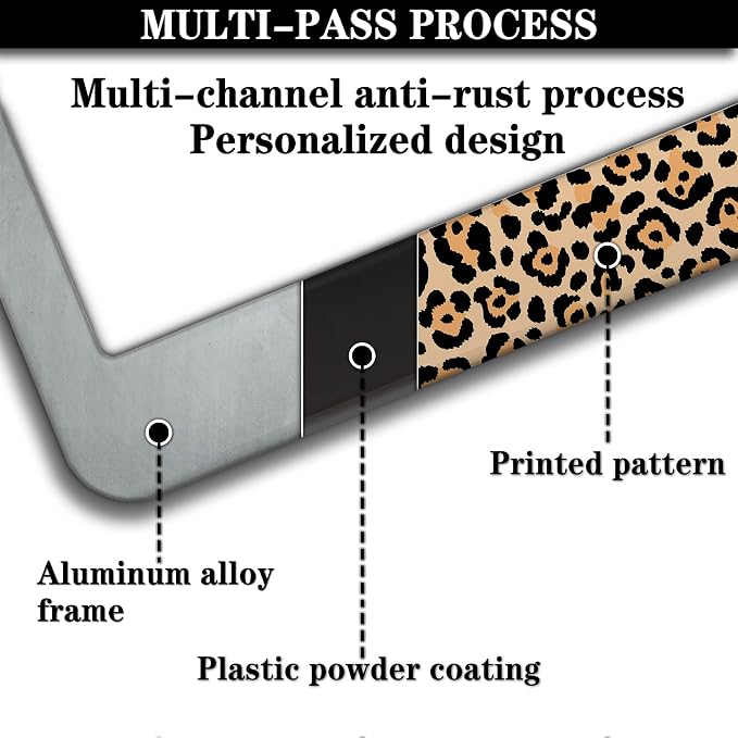 License Plate Frames Leopard Print Fun License Plate Frame Protector Cute - Image 5