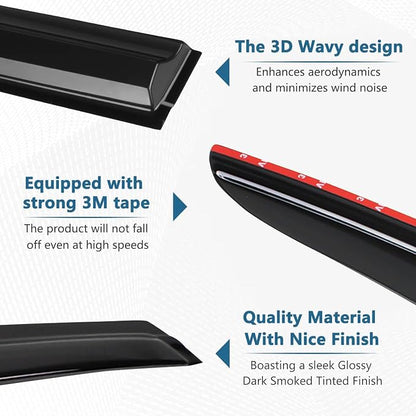 4 PCS Window Visors Deflectors Fit - Image 4