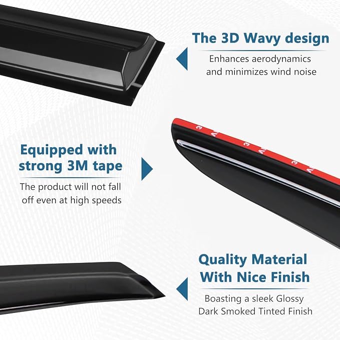 4PCS Rain Guards Window Visors Fits - Image 7