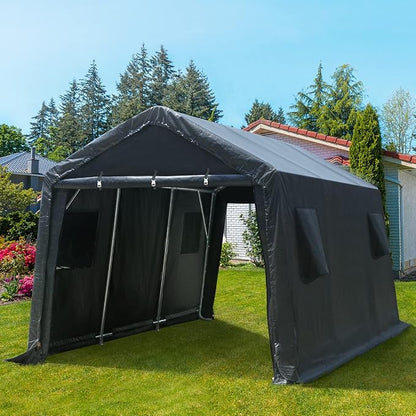 ADVANCE OUTDOOR 10x15 ft Shelter Storage Shed Steel Metal Peak Roof Portable - Image 7