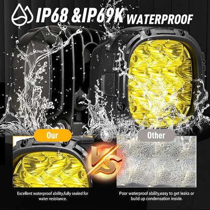 BIGLION.X 4 Inch Pair 160W 18800LM Amber Round LED Offroad Lights Yellow Fog - Image 2