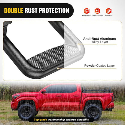 Nilight Universal Side Step Slip-Proof Aluminum Side Hoop Steps Nerf Bars - Image 3
