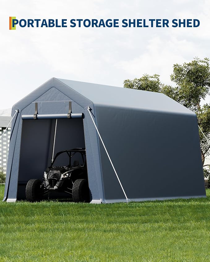 10x15FT Outdoor Storage Shed, Portable Carport - Image 7