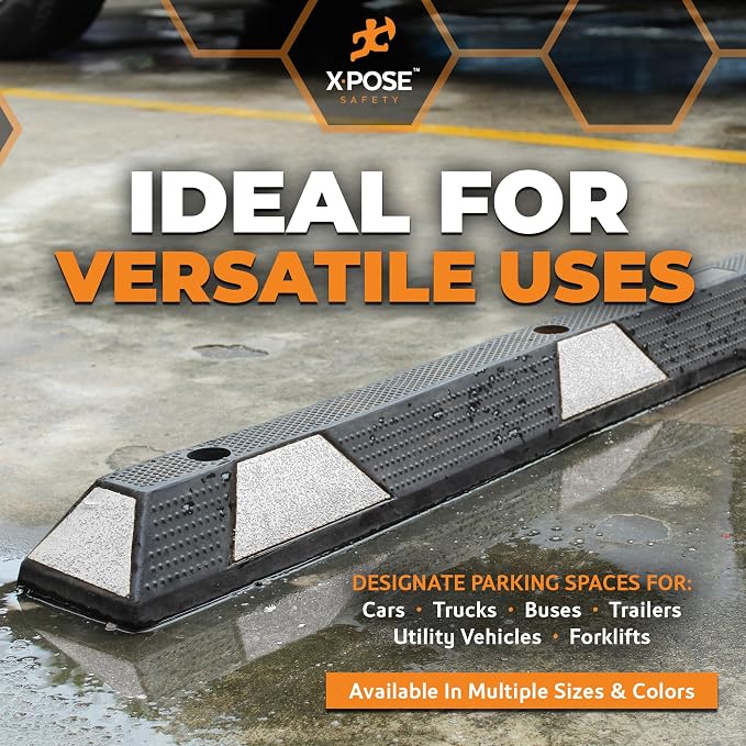 Xpose Safety 72" Heavy Duty Rubber Parking Stopper – Bulk Half Pallet 24 Pack - Image 6