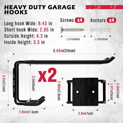 2-Piece 9.4" Heavy Duty Garage Hooks, Sturdy Utility Hooks Holds 55 LB Wall - Image 3