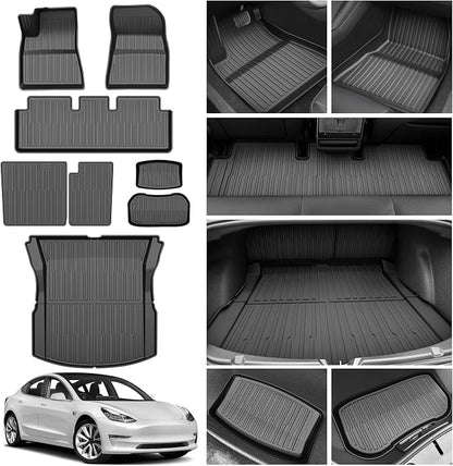 Powerty Floor Mats for 2024 2025 Tesla Model 3 Highland 8 PCS Floor Cargo - Image 8