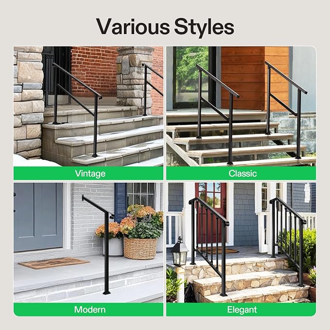 VIVOSUN Outdoor Handrail, 4 Step Stair Handrail, 47.5" x 39" Fits 1 to 4 Steps - Image 8