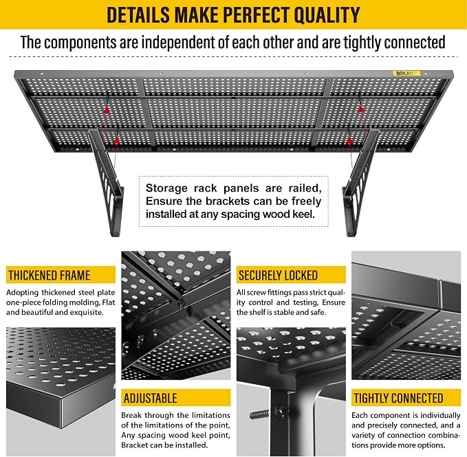 4Pack 1.64x4ft Adjustable Metal Garage Wall Shelving Heavy Duty Garage Storage - Image 5