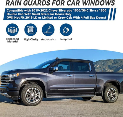 4pcs Front+Rear Smoke Tint Sun/Rain Guard Outside Mount Tape-On Vent Window - Image 2