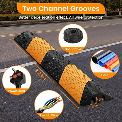 Rubber Speed Bumps for Road, 78.7'' Total Long, 66000 LBS Load Capacity - Image 3