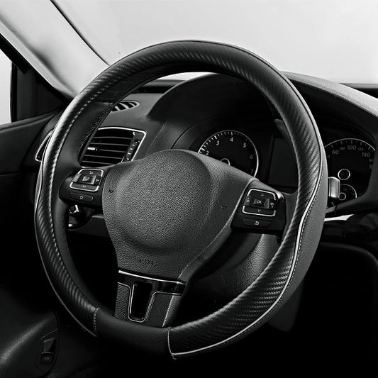 PIC AUTO Steering Wheel Cover, Sports Carbon Fiber and Super Breathable Leather by PICAUTO