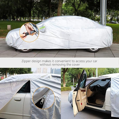 Amazon Basics Silver Weatherproof Car Cover - Image 5