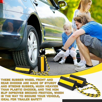 4 Pair Heavy Duty Wheel Chocks for RV Trailer, Rubber Wheel Stoppers, Dual - Image 4