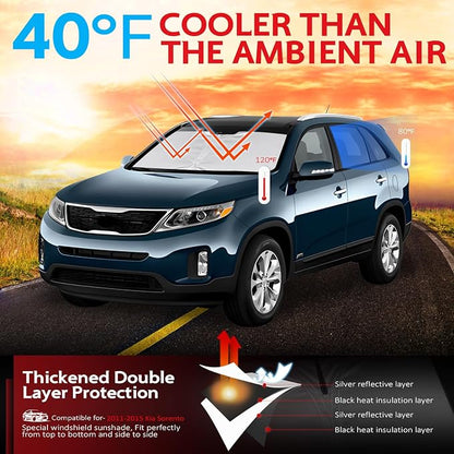 KAYZT Windshield Sun Shade for 2011-2015 Kia Sorento Foldable Sunshade Front - Image 2