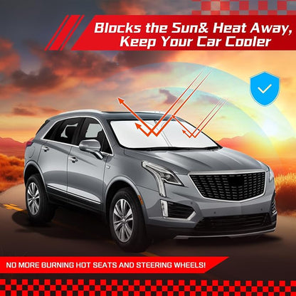 ARISMOTOR Windshield Sun Shade for Cadillac XT5 2017-2025, Custom Fit Foldable - Image 7