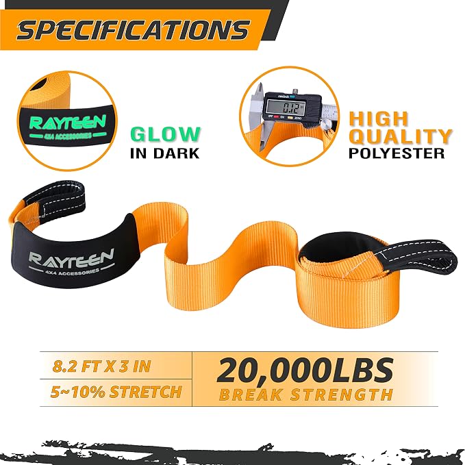 Genuine 33, 000lb Xtreme Heavy Duty Recovery Tow Strap + 20, 000lb Tree Saver - Image 2