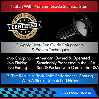 Black Oxide Stainless Steel License Plate Screws - Image 3