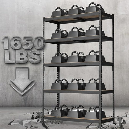WORKPRO 5-Tier Steel Shelving Unit-Black, 35-3/10”W x 17-1/2”D x 72”H, - Image 2