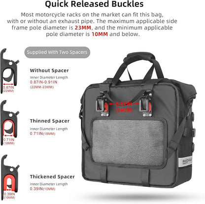 Rhinowalk Motorcycle Saddlebags Waterproof 25L Saddle Bag Quick Release side - Image 3