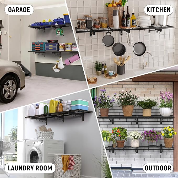 Garage Wall Shelves, 1 Shelf, Modern Style, Heavy Duty, 160 LBS Capacity - Image 8