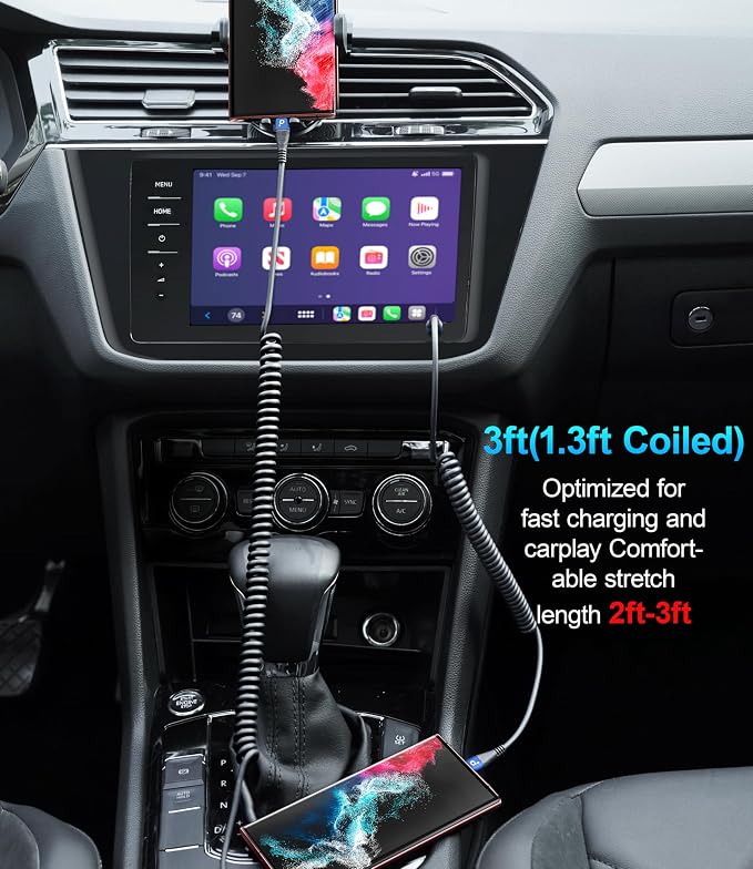 USB C Cable 100W 3FT Coiled USB C to USB C Charger Cable - Image 4