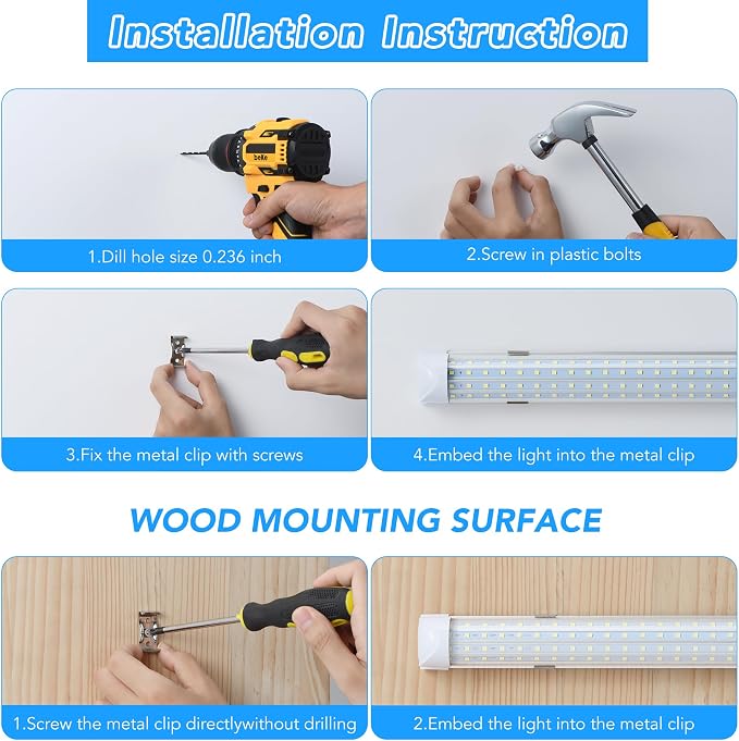 T8 LED Shop Lights 4FT Garage Light, 6 Pack 60W 9600LM 6000K Daylight Work - Image 4