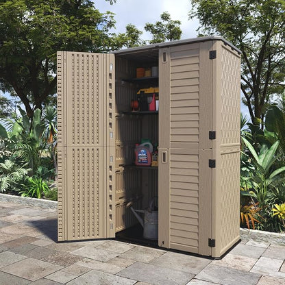 ADDOK Outdoor Storage Sheds Waterproof, Resin Outdoor Storage Cabinet Lockable - Image 6