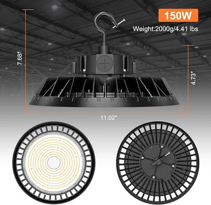 4Pack LED High Bay Lights, 150W UFO High Bay LED Shop Lights, 22500LM - Image 4