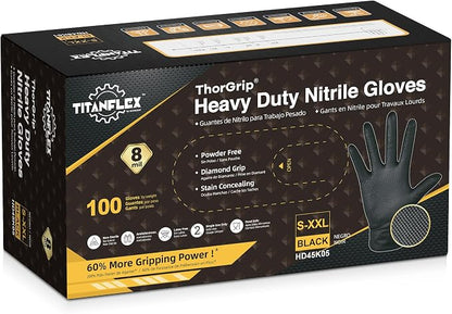 TitanFlex Thor Grip Heavy Duty Black Industrial Nitrile Gloves - Image 2