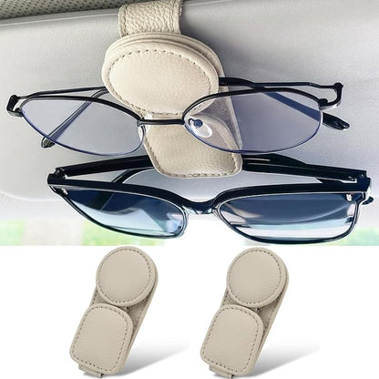 KIWEN 2 Pack Sunglasses Holder for Car Visor, Magnetic Leather Sunglass - Image 8