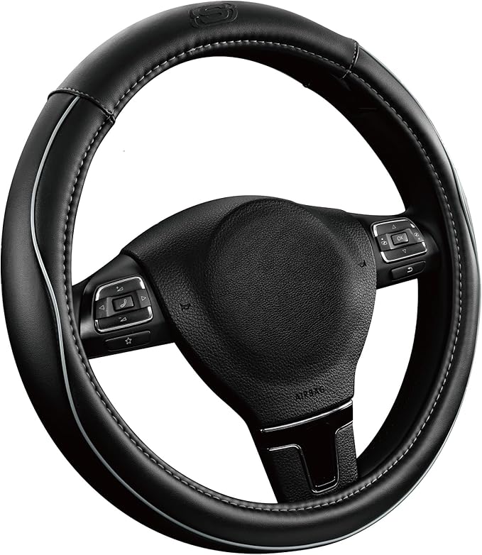 Skechers Memory Foam Steering Wheel Cover, Piping Microfiber Leather Steering by Skechers