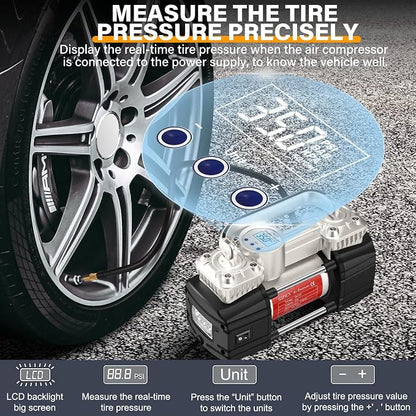 GSPSCN Digital Tire Inflator, Portable Toolbox 12V Air Compressor Pump Heavy - Image 4
