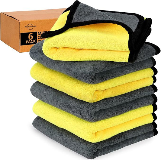 Microfiber Towels for Cars 6 Pack, Car Drying Towels for Wash, Soft and by Monohomi