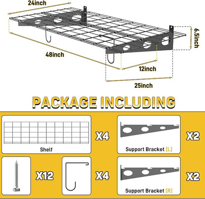 Ultrawall Garage Wall Shelves, 2 x 4 ft Wall Mounted Storage Shelves, Heavy - Image 2