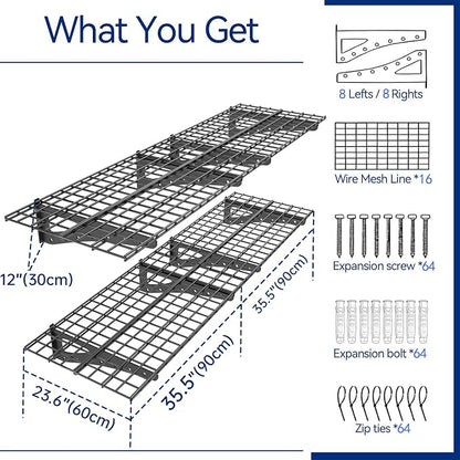 4Pack 2x6ft Garage Shelving Wall Mounted, 2400 Lbs Heavy Duty Garage Wall - Image 3