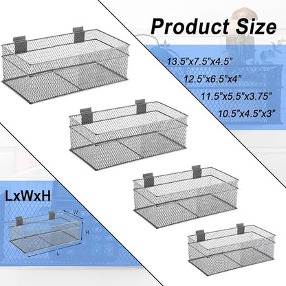 Barydat 4 Pcs Slatwall Basket Set Ventilated Metal Slatwall Basket Hanging Wire - Image 3