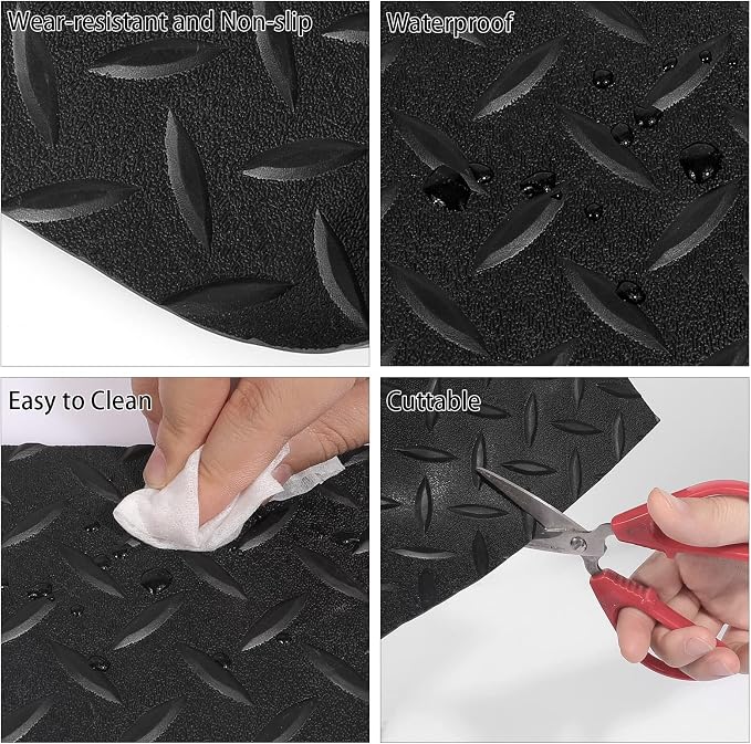 Boshen 5Ft x 12Ft Rubber Flooring Mats 1.6mm Diamond Plate Flooring Roll 60sqft - Image 7